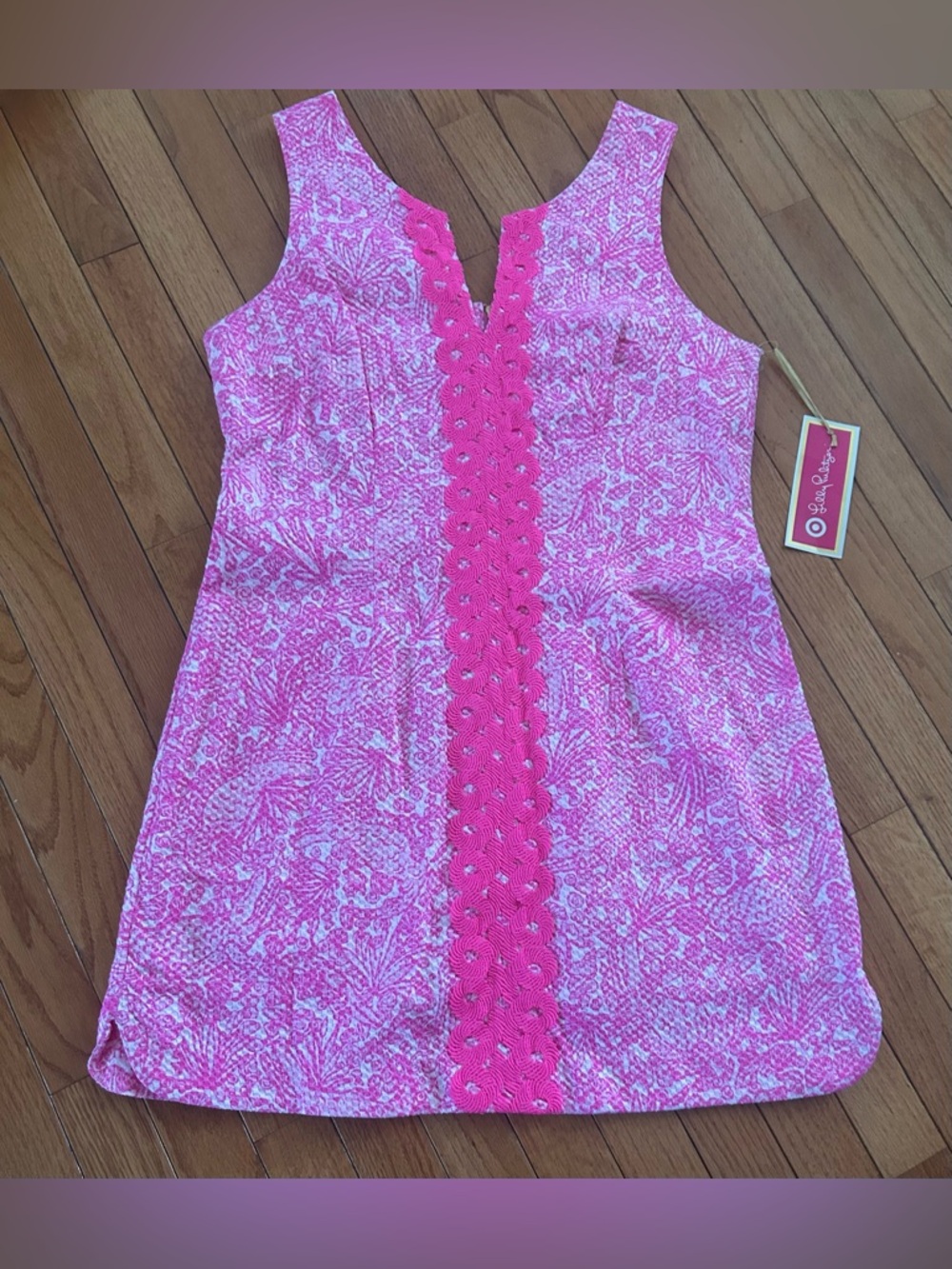 Lilly Pulitzer for Target My Fans Pink Floral Shift Dress Size 14 NWT - Picture 4 of 12